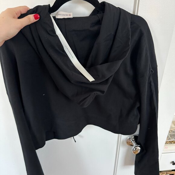NWT Moncler x Alicia Keys Hoodie Sweatshirt Sz Small in Black Flared Sleeves - Picture 6 of 6